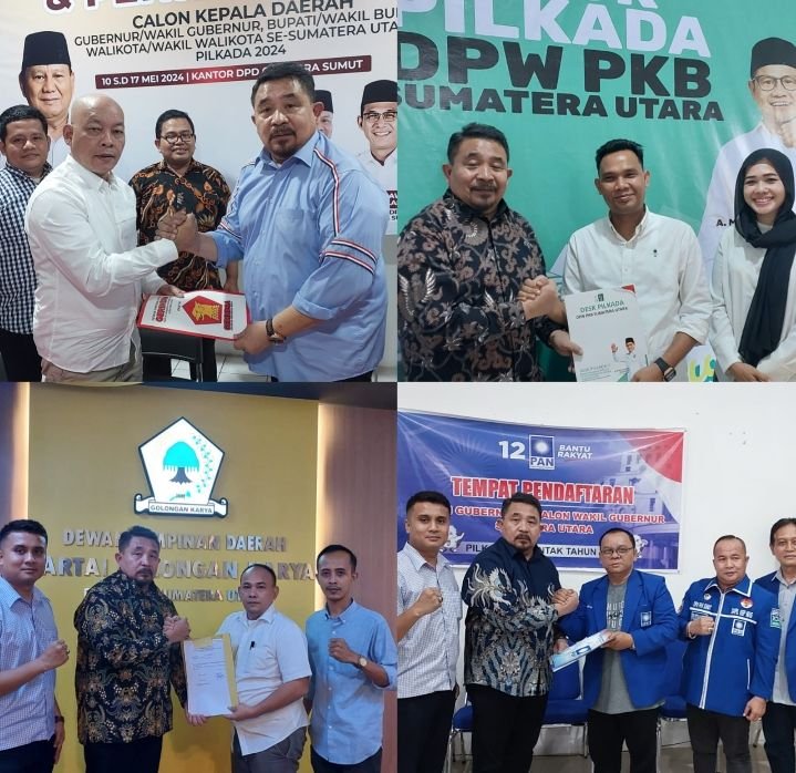 Balon Wagubsu H Suratman Didampingi Rony dan Timnya Mendaftar dan Menyerahkan Formulir ke PAN, Partai Golkar, PKB dan Partai Gerindra