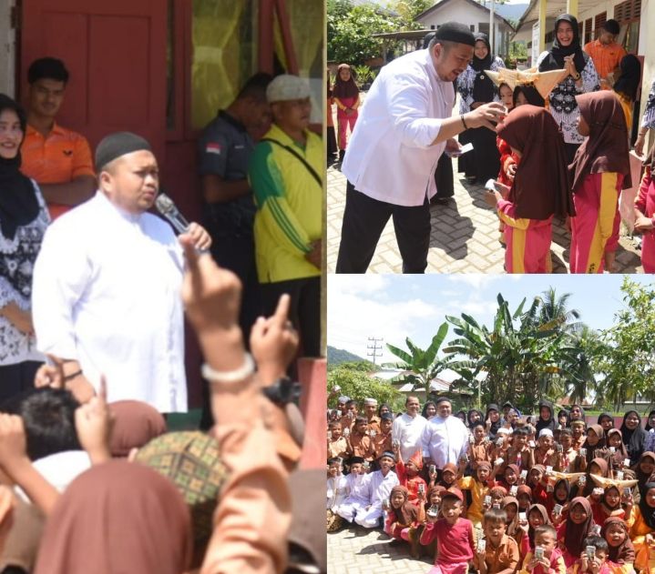 Bupati Tapsel Bagikan Susu Gratis Ke Anak Sekolah Dasar Sebagai Stimulus Semangat Belajar,