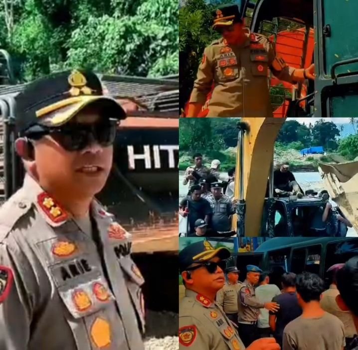 12 Unit Ekskavator Diamankan saat AKBP Arie Paloh Pimpin Razia PETI di Sungai Batang Gadis Kotanopan Madina