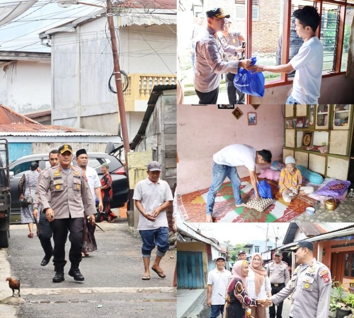 AKBP Dudung Setyawan Didampingi Tim Polres Padangsidimpuan Bagikan Sembako ke Warga Kurang Mampu di Kayuombun