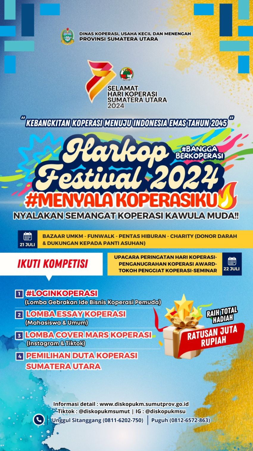 Gelar HARKOP Festival Sumut 2024, Diskopukm Provinsi Sumatera Utara Libatkan Milenial dan Gen-Z