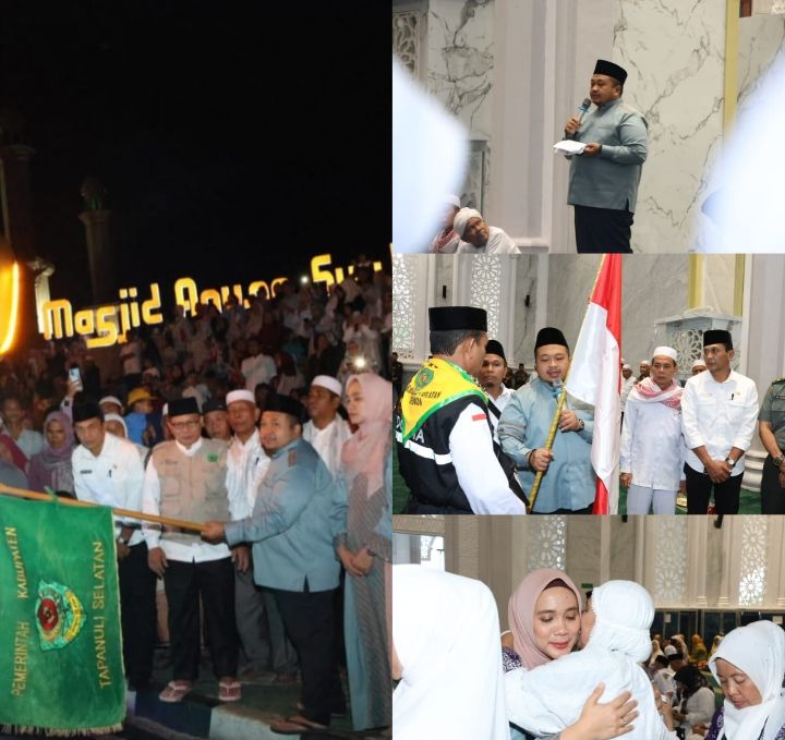 Ribuan Masyarakat Padati Pelepasan 220 JCH Tapsel Menuju Asrama Haji Medan