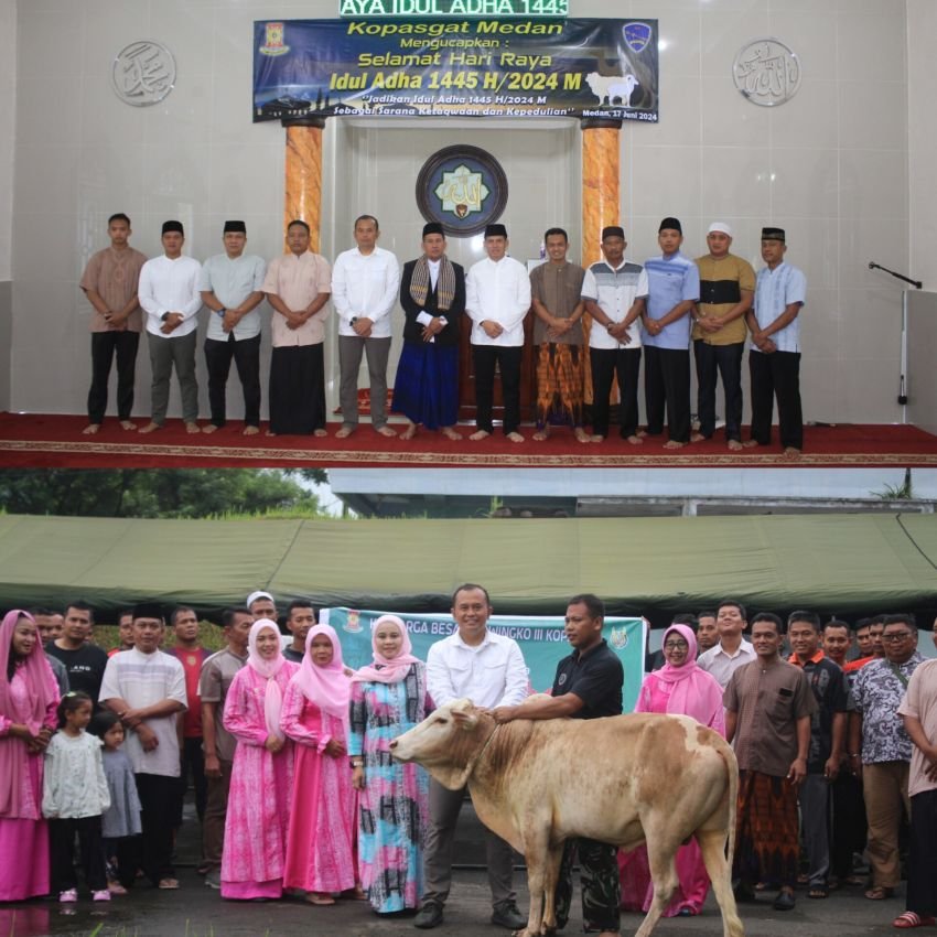 Kopasgat Wilayah Medan Laksanakan Sholat Idul Adha 1445 H dan Sembelih Hewan Kurban