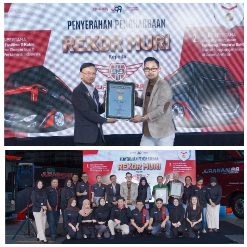 PO Bus Juragan 99 Trans Raih Dua Rekor MURI Lewat Sleeper Bus dan Toilet yang Bisa Digunakan untuk BAB Di Dalam Bus