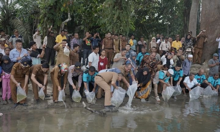 Wakil Bupati Asahan Tabur Benih Bibit Ikan Di Teluk Dalam