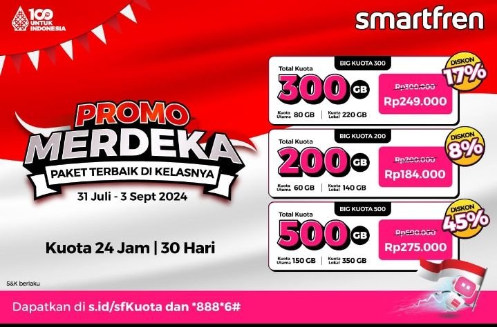 Smartfren Rayakan Kemerdekaan Republik Indonesia dengan Promo Kuota Internet Hingga 45 Persen