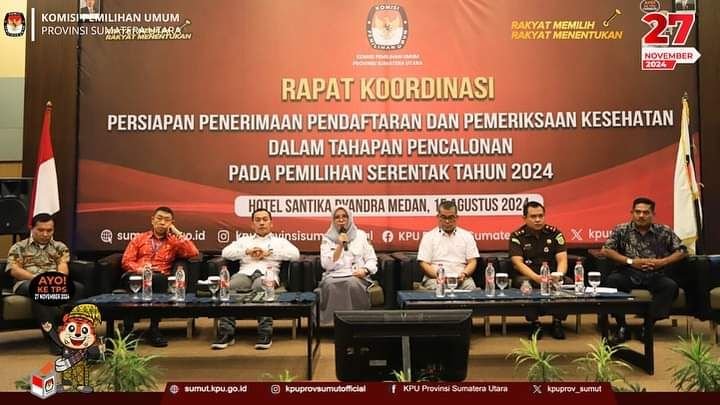 KPU Provinsi Sumatera Utara Gelar Rakor Persiapan Penerimaan Pendaftaran dan Pemeriksaan Kesehatan Pencalonan