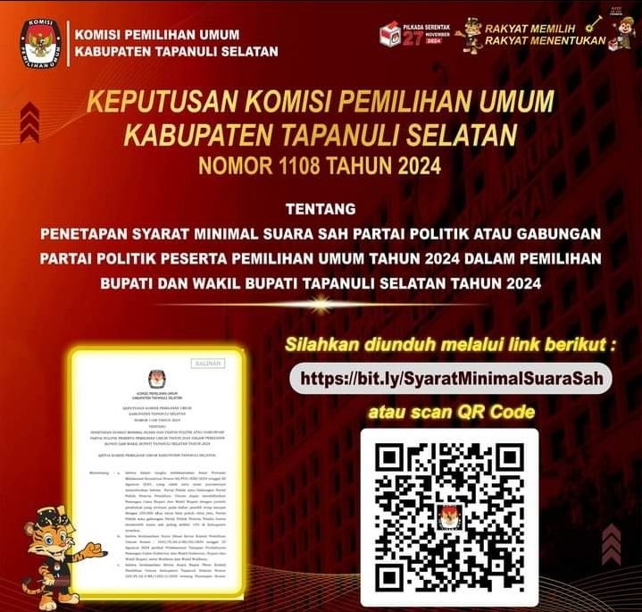 Simak Ini Syarat Minimal Suara Sah untuk Calon Bupati Tapanuli Selatan 2024