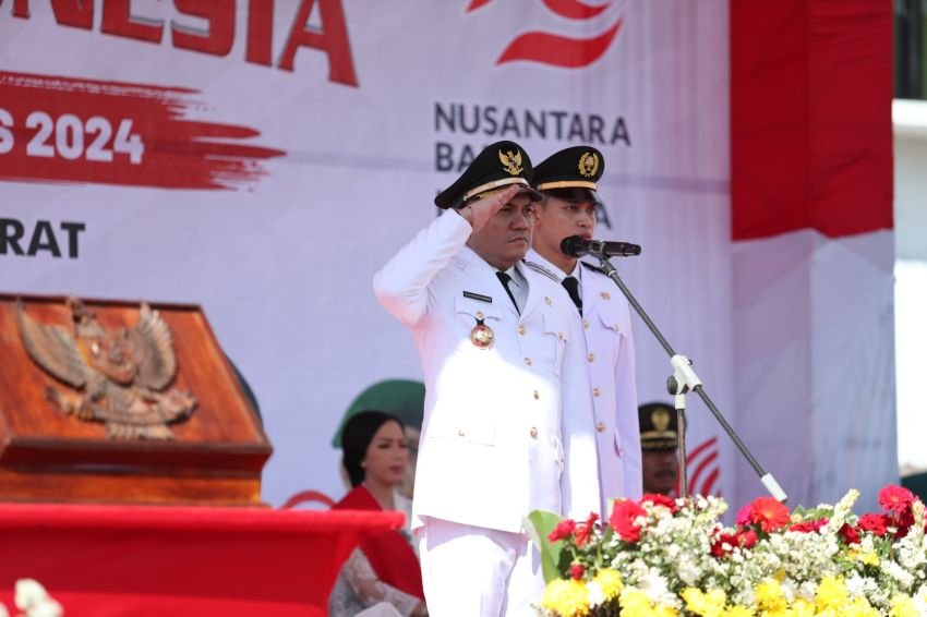 Bupati Pimpin Upacara HUT RI Ke 79 Tahun Di BKPSDM Cikaok