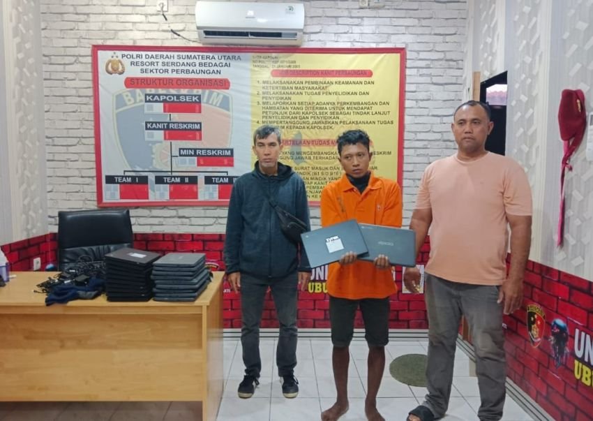 Polsek Perbaungan Ungkap Pembobolan Sekolah Residivis Ditangkap Bersama 21 Unit Laptop