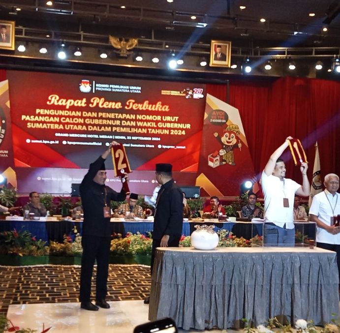 Pilgub Sumut 2024: Bobby-Surya Nomor Urut 1, Edy-Hasan Nomor 2