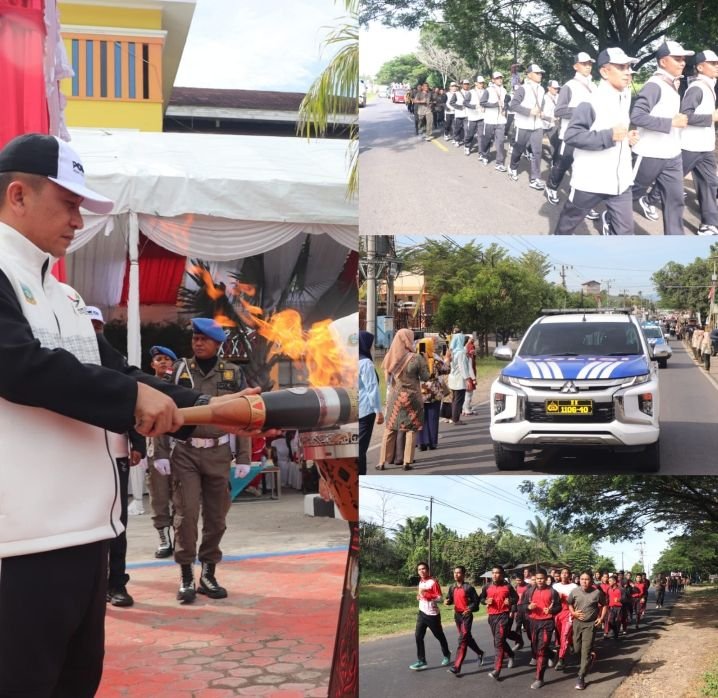 Ribuan Masyarakat dan Pelajar Antusias Sambut Kirab Obor Api PON XXI Sumut - Aceh Tiba di Paluta,Pj Bupati Patuan : Momen catatan Emas sejarah