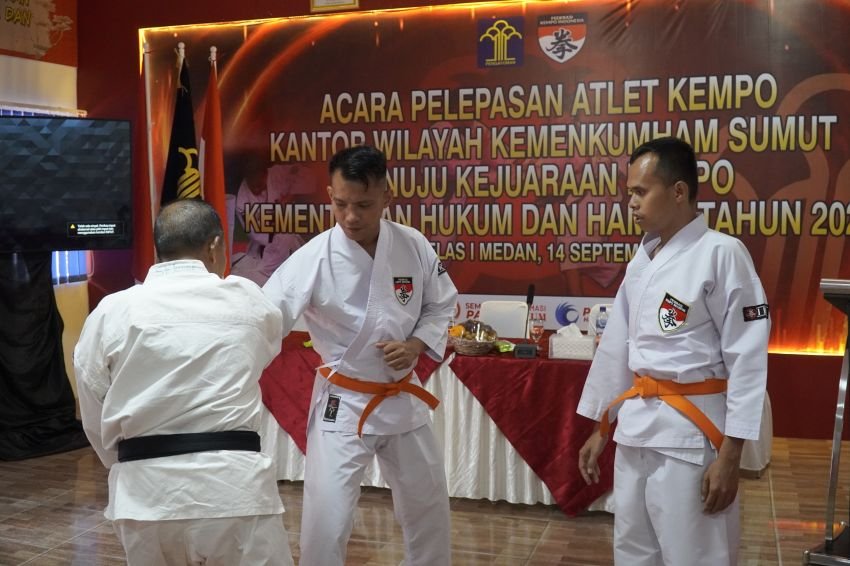 Turut Dukung Kejurnas Kemenkumham, Lapas Ikuti Pelepasan Kontingen Kempo Sumatera Utara