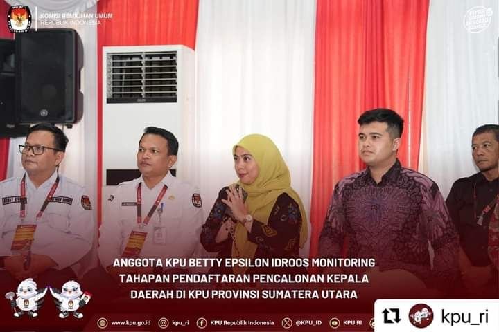 Betty Epsilon Idroos Monitoring Langsung Pendaftaran Bacalin Gubernur dan Wakil Gubernur Sumatera Utara