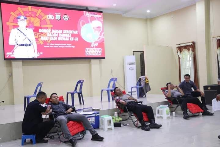 Polres Madina bersama PMI Gelar Donor Darah, Sambut Hut HUMAS POLRI Ke 73