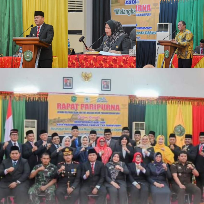 Rapat Paripurna DPRD Padangsidimpuan sambut Hut Pemko ke 23,Pj Timur Tumanggor dan Ketua sementara Sri Fitrah Munawaroh sepakat "Mari Bergandengan.."