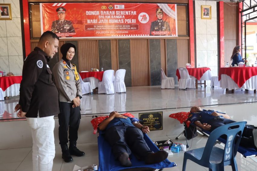 Polresta Deli Serdang Gelar Donor Darah Peringati HUT Humas Polri Ke 73