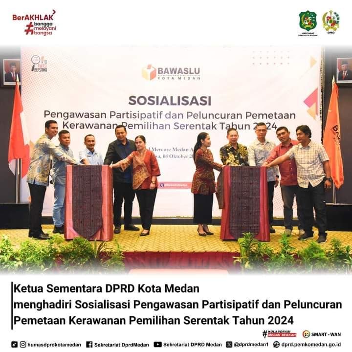 Ketua Sementara DPRD Kota Medan Hadiri Sosialisasi Pengawasan Partisipatif Kerawanan Pilkada 2024