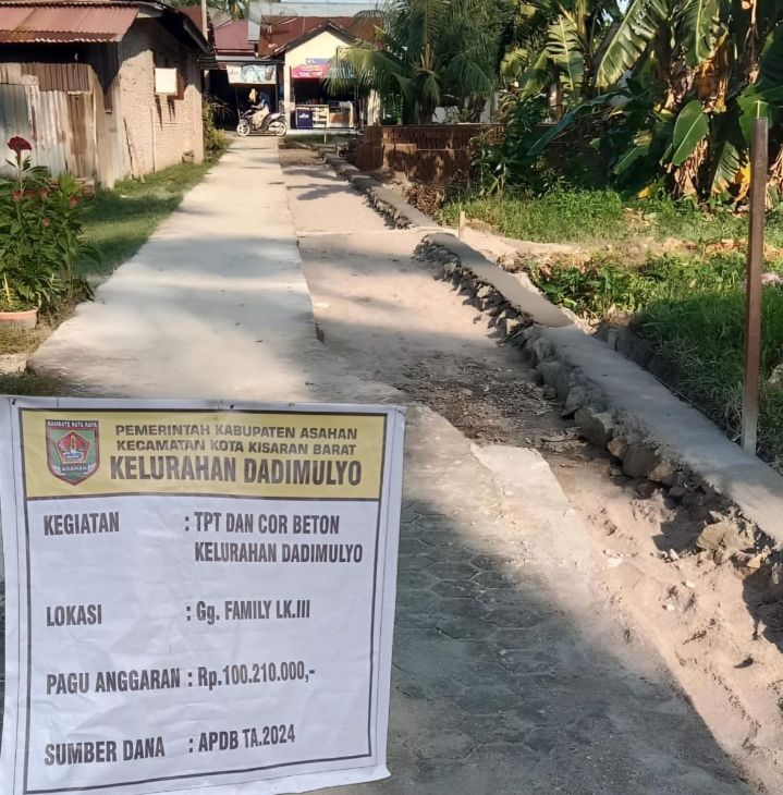 Diduga Mark Up, Cor Beton Gang Family, Lk III, Jalan Kikir, Kel Dadi Mulyo Asal Siap