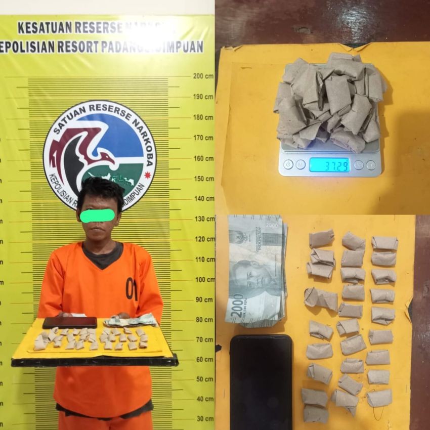 Penangkapan Tersangka Narkotika di Padangsidimpuan: AAL Diamankan Tim Polres Padangsidimpuan dengan Barbut 28 lembar kertas nasi Berisikan Ganja