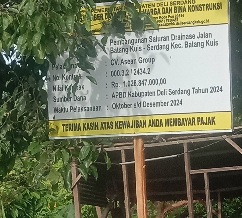 Proyek Drainase Rp 1 Milyar Amburadul, Janso Coreng Wajah Pj Bupati Deliserdang