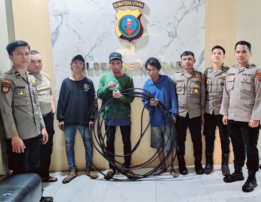 Sigap! Tiga Pelaku Pencurian Kabel Telkom Diamankan Tim Patroli Medan