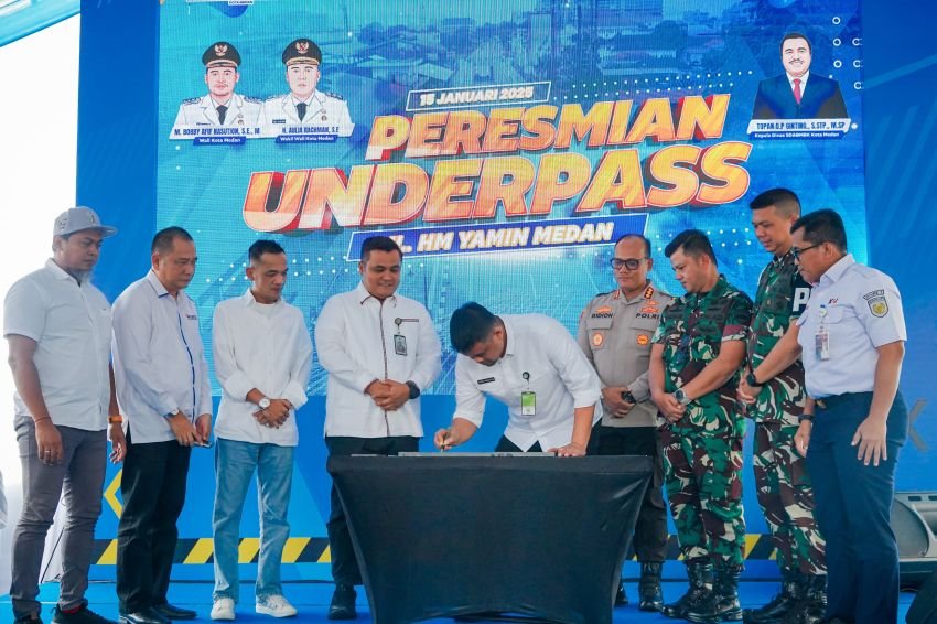 Murni Gunakan APBD Medan dan Tenaga Lokal, Bobby Nasution Resmikan Underpass jalan HM Yamin