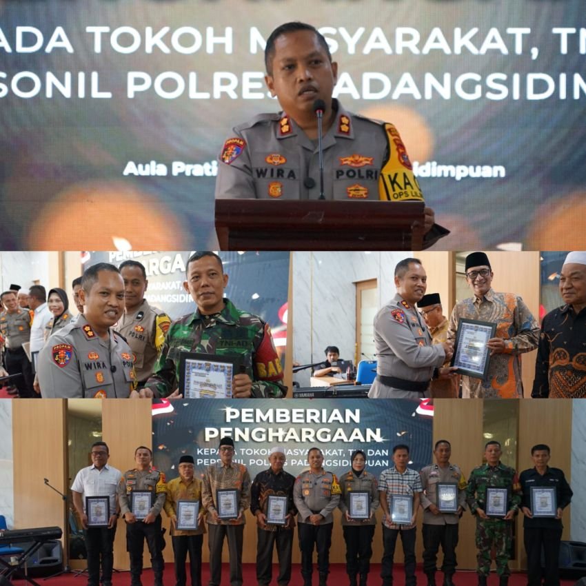 Kapolres Padangsidimpuan AKBP Wira Prayatna Berikan Penghargaan untuk Tokoh Masyarakat, TNI dan Personel Polres Dengan Apresiasi Menjaga Kamtibmas