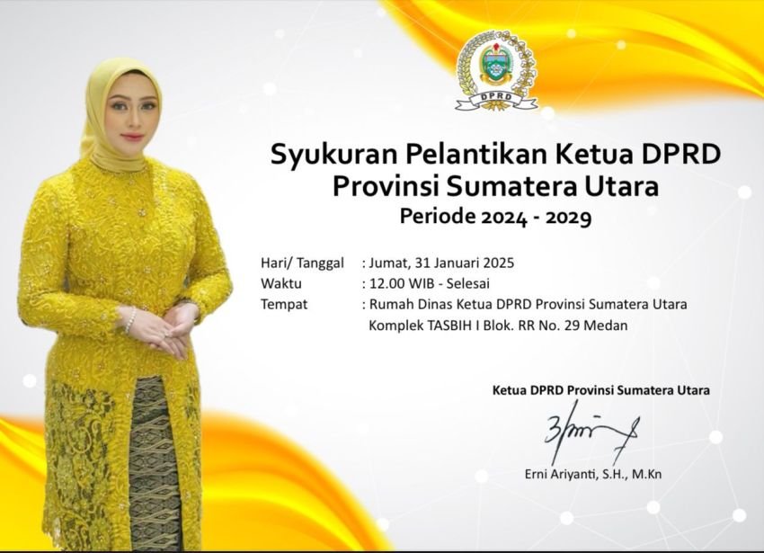Syukuran Pelantikan Ketua DPRD Sumatera Utara Periode 2024-2029 , Erni Ariyanti : Mohon Doanya Semoga Bisa Terus Amanah