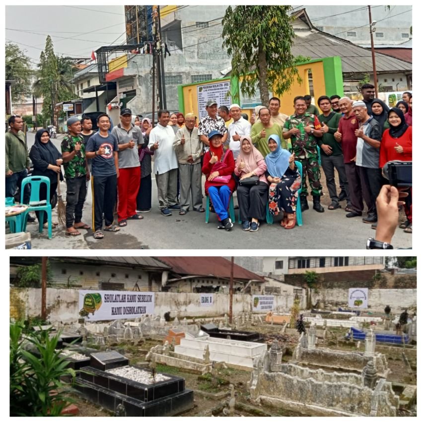 Sambut Ramadhan 1446 H, STM SPDS, Pegawai Kelurahan Darat dan Petisah Hulu Bersihkan Pekuburan Muslim Jalan Lobak/Pare