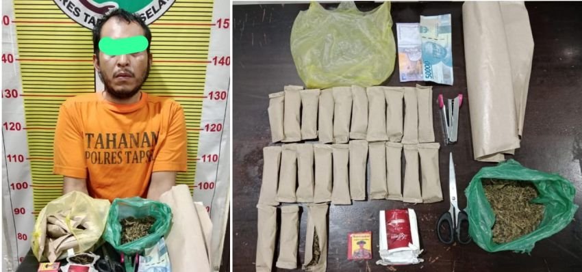 Rokok Lufman Jadi Bungkus Ganja,JWH Dibekuk Satresnarkoba Polres Tapsel