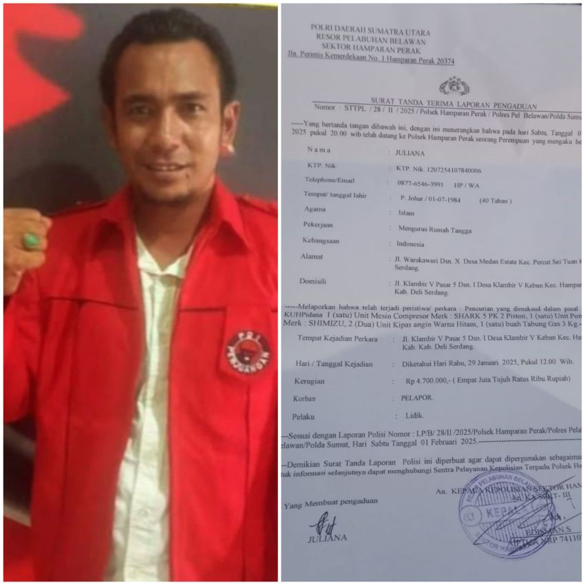 Kader PDIP Sumut Desak Kapolsek Hamparan Perak Ungkap Kasus Pencurian