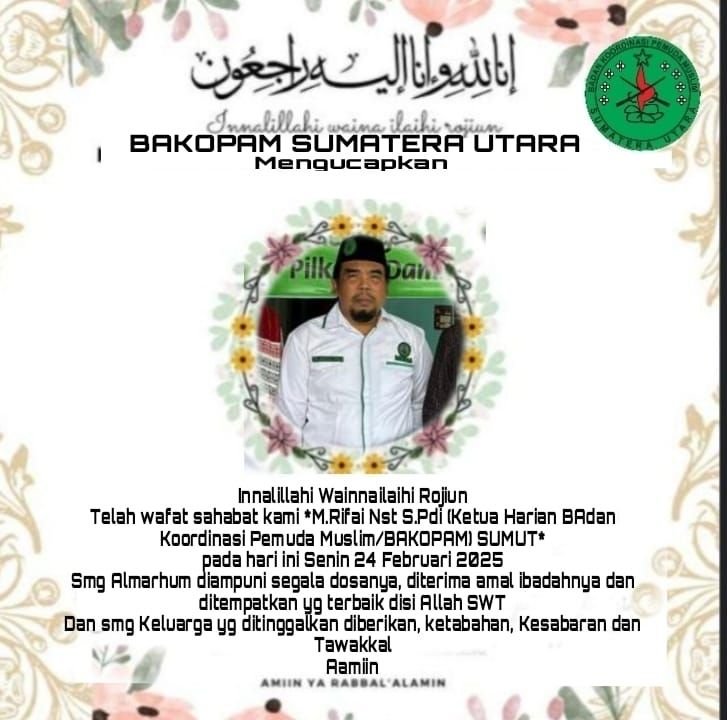 Bakopam Sumut Berduka Cita Mendalam Atas Meninggalnya M. Rifai Nasution