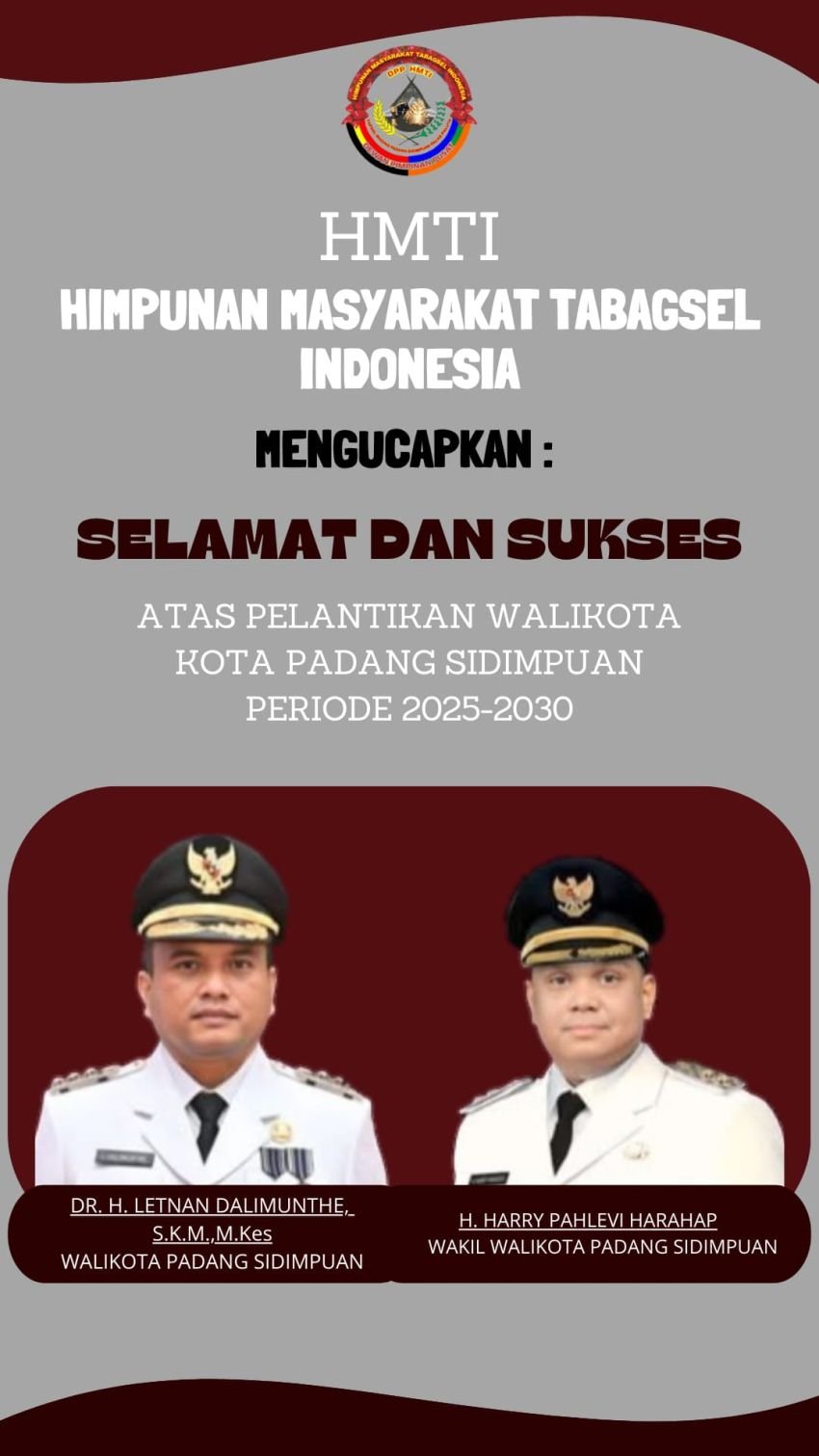 Ketua Umum HMTI H. Sobirin Harahap Ucapkan Selamat atas Pelantikan Kepala Daerah di Sumut