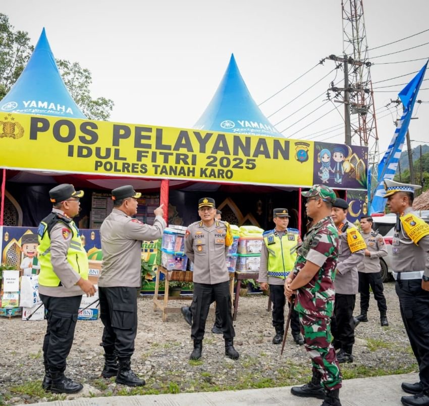 Kapolda Sumut Tinjau Pos Pelayanan dan Pengamanan Terpadu Idulfitri di Wilayah Tanah Karo