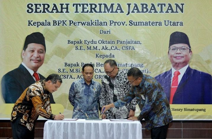 Sertijab Kepala BPK Sumut, Bupati Toba Berharap Sinergi Pengawasan Keuangan Berlanjut