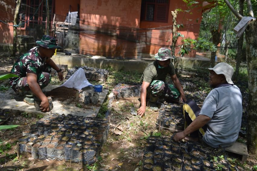 Dukung Pertanian, Satgas TMMD ke-123 Kodim 0212/Tapsel Bantu Petani Siapkan Ratusan Polibag Bibit Sawit di Padang Lawas