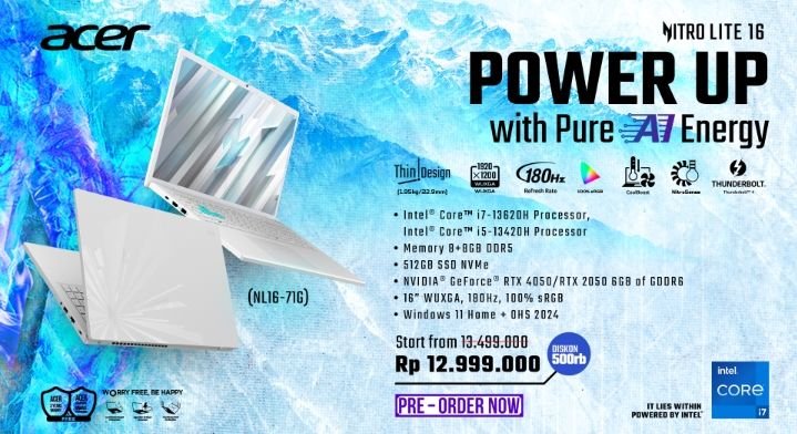 Acer Memperkenalkan Nitro Lite, Laptop Gaming Tipis dengan Performa & Fitur AI Terbaik di Kelasnya