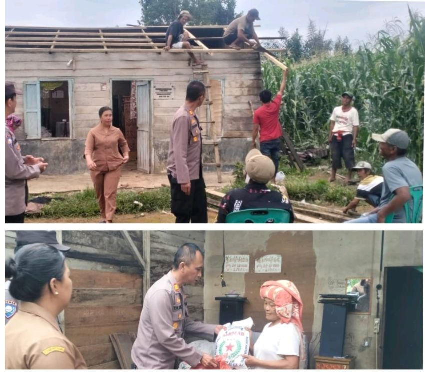 Polres Dairi Salurkan Bantuan untuk Korban Angin Puting Beliung di Siempat Nempu Hulu