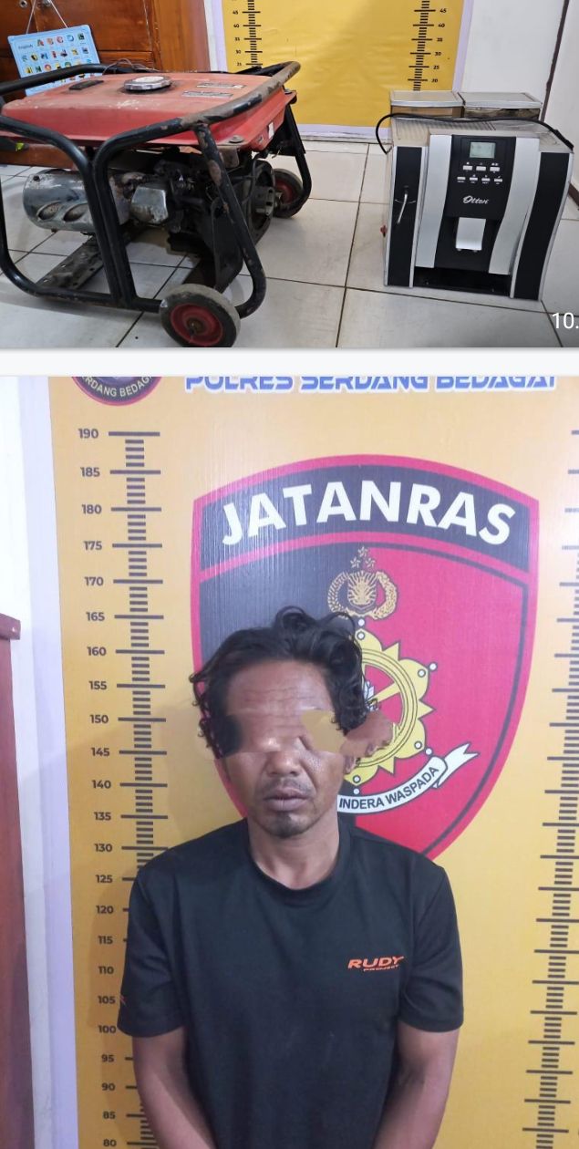 2 Jam Sat Reskrim Polres Sergai Ringkus Pelaku Pencurian Mesin Kopi dan Genset, 1 Orang Buron