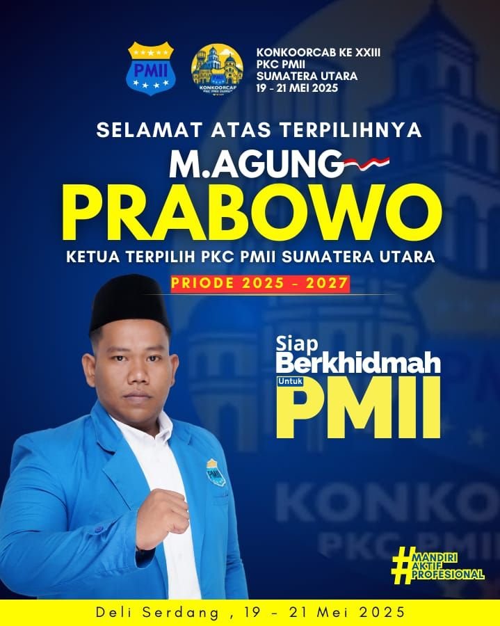 Muhammad Agung Prabowo Terpilih sebagai Ketua PKC PMII Sumatera Utara
