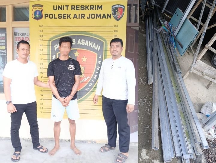 Polsek Air Joman Polres Asahan Tangkap Pelaku Pencurian Rangka Baja