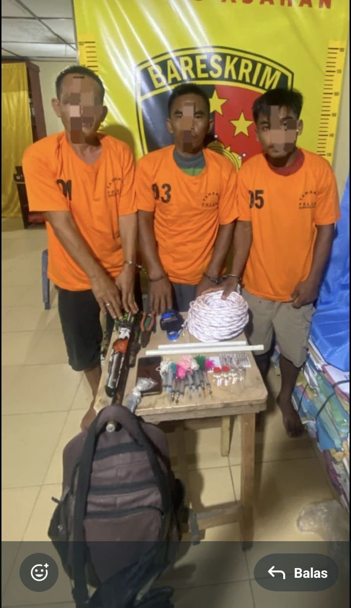 Tiga Pelaku Pencuri Hewan Ternak Diamankan Polsek Bandar Pulau Polres Asahan