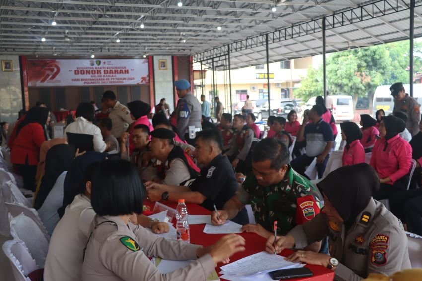 Polresta Deli Serdang Gelar Bakti Kesehatan Donor Darah Dalam Rangka Menyambut Hari Bhayangkara ke 79