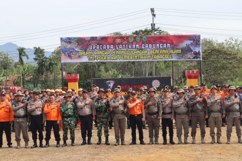 Latihan Gabungan Tanggap Bencana, TNI-Polri dan Pemda Tabagsel Tunjukkan Soliditas