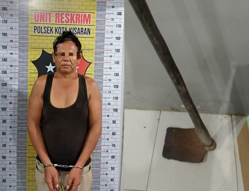 Polsek Kota Kisaran Amankan Seorang Pria Pengancaman Dengan Cangkul