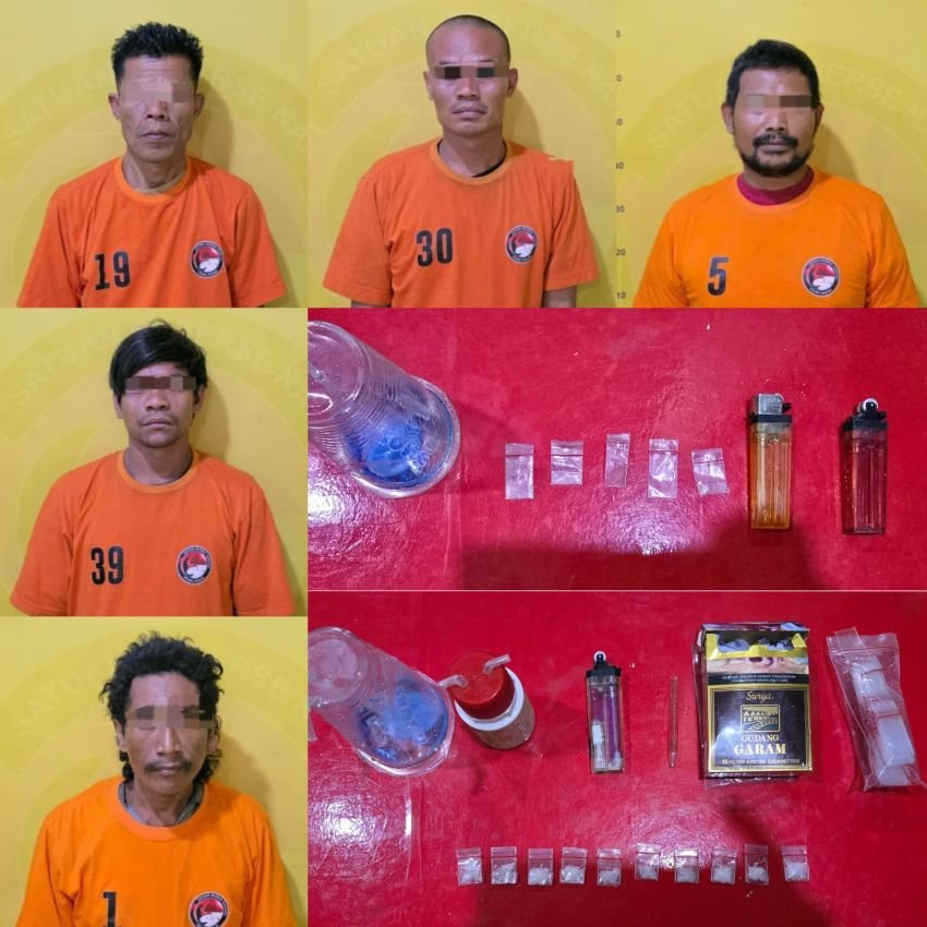 Satres Narkoba Polres Asahan Amankan 5 Orang Pemakai & Pengedar Sabu