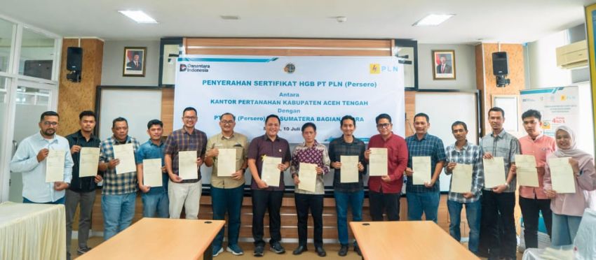 PLN UIP SBU Terima Sertipikat Lahan PLTA Peusangan dari BPN Kabupaten Aceh Tengah