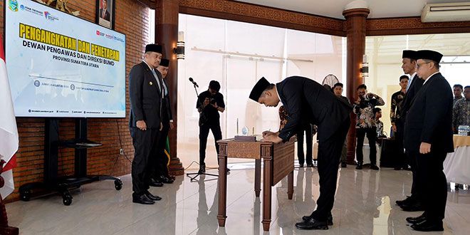 Gubernur Sumut Lantik Dewas PD AIJ dan 2 Direksi Perumda Tirtanadi
