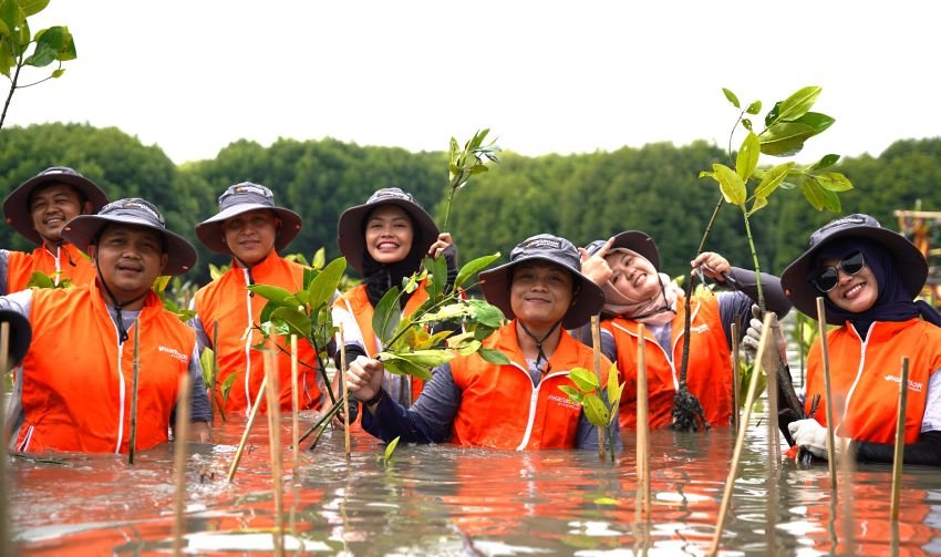Rayakan HUT ke-80 RI, Hankook Gandeng Warga Tanam 5.000 Mangrove di Pesisir Muara Gembong